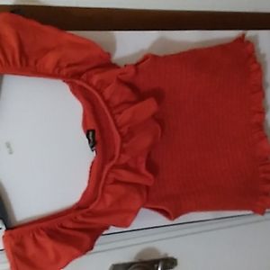 Red ruffle crop top